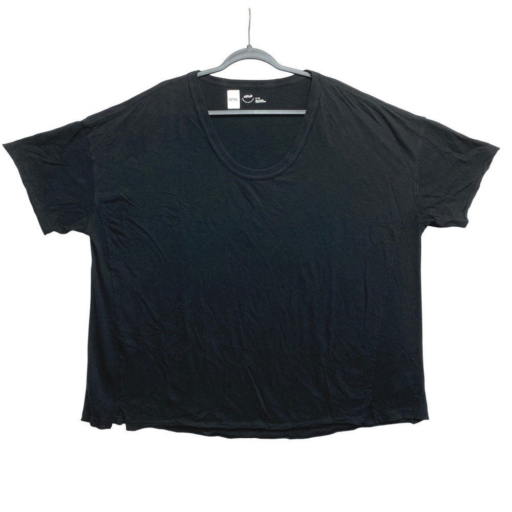 Aerie T-Shirt Womens XL Black Short Sleeve Cotton Top Oversized Scoop Neck